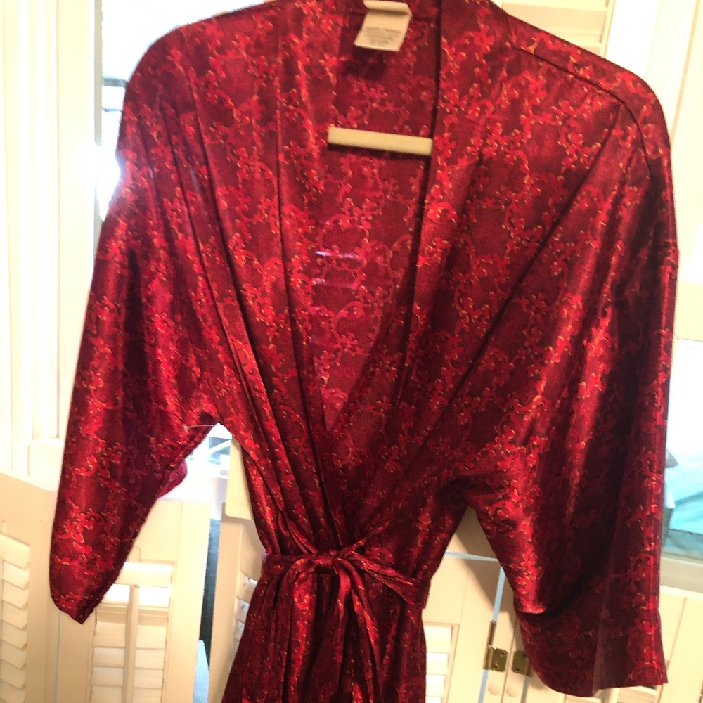 Silky Red Burgundy Robe